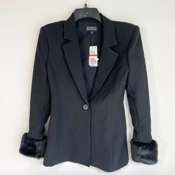 Danielle Bernstein Jackets & Blazers - Danielle Bernstein Blazer Black XS Faux Fur Jacket